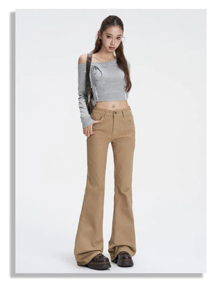 khaki flare jeans