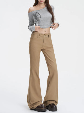 khaki flare jeans