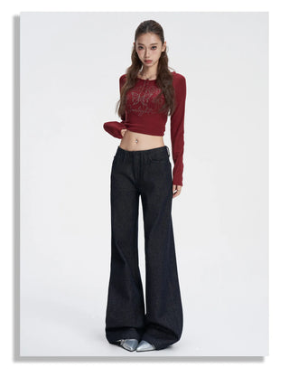 low waist bell-bottom jeans