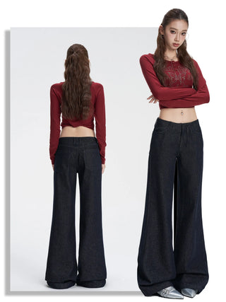 low waist bell-bottom jeans