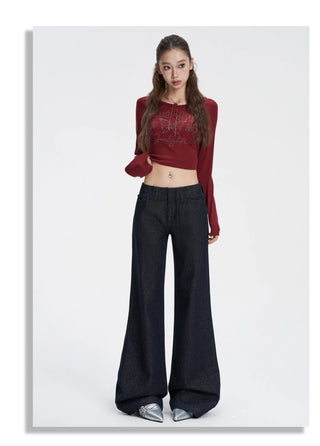 low waist bell-bottom jeans