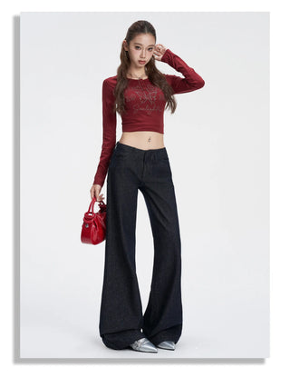 low waist bell-bottom jeans