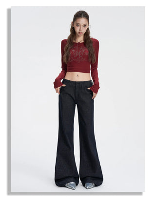 low waist bell-bottom jeans