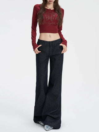 low waist bell-bottom jeans