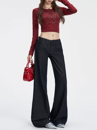 low waist bell-bottom jeans