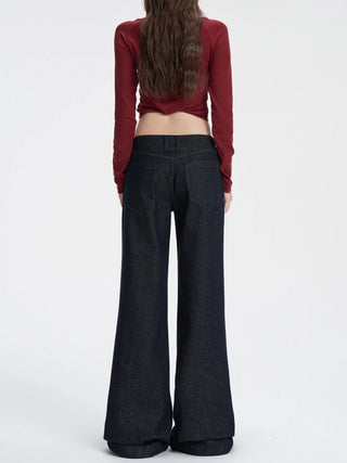 low waist bell-bottom jeans