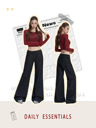 low waist bell-bottom jeans