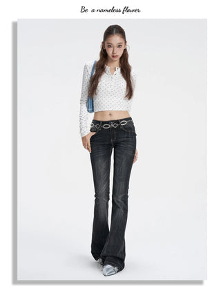 denim washed flare jeans
