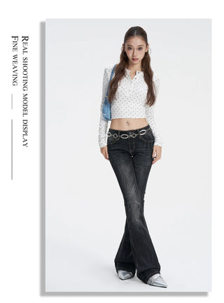 denim washed flare jeans