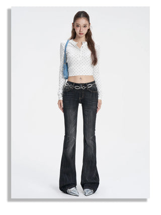 denim washed flare jeans