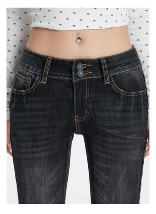 denim washed flare jeans