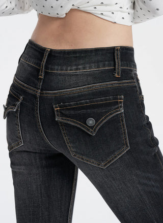 denim washed flare jeans