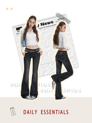 denim washed flare jeans