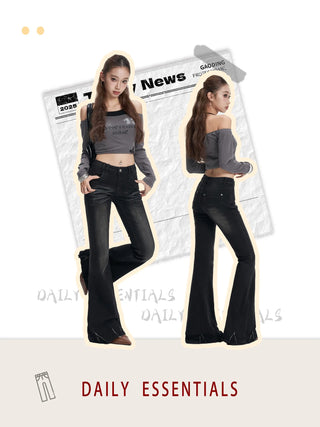 black Washed Flare Jeans