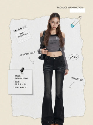 black Washed Flare Jeans