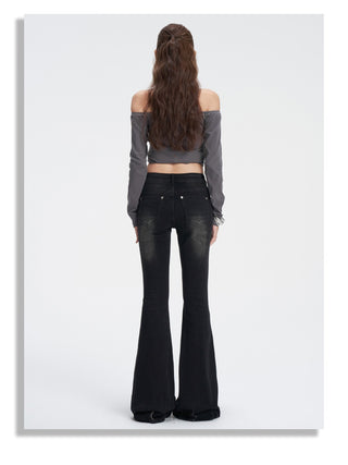 black Washed Flare Jeans