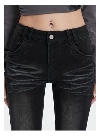 black Washed Flare Jeans