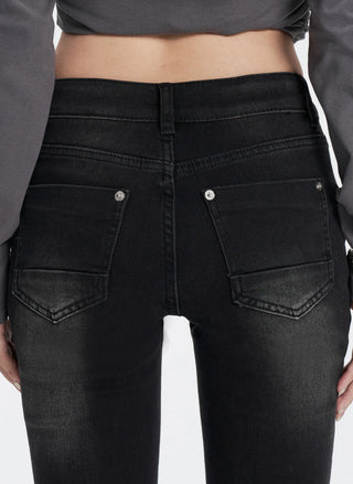 black Washed Flare Jeans