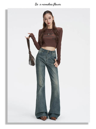 distressed flare jeans