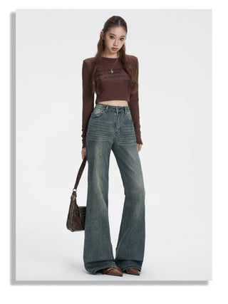 distressed flare jeans