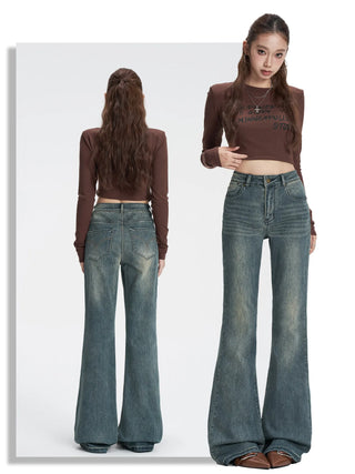 distressed flare jeans