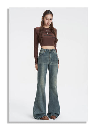 distressed flare jeans