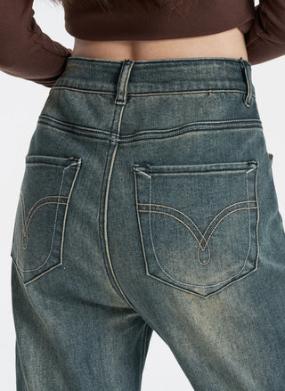 distressed flare jeans