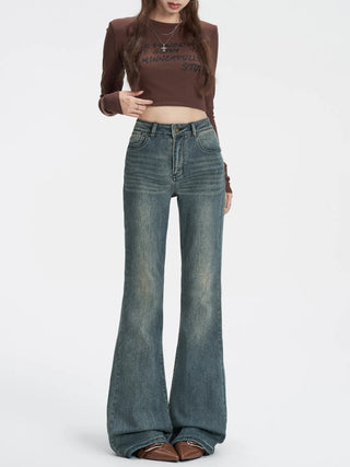 distressed flare jeans