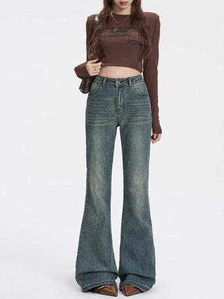 distressed flare jeans