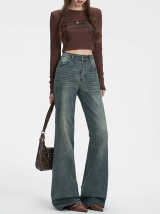 distressed flare jeans