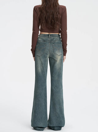 distressed flare jeans