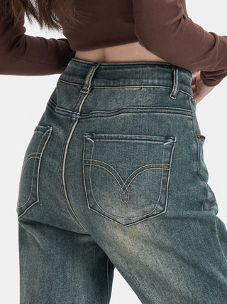 distressed flare jeans