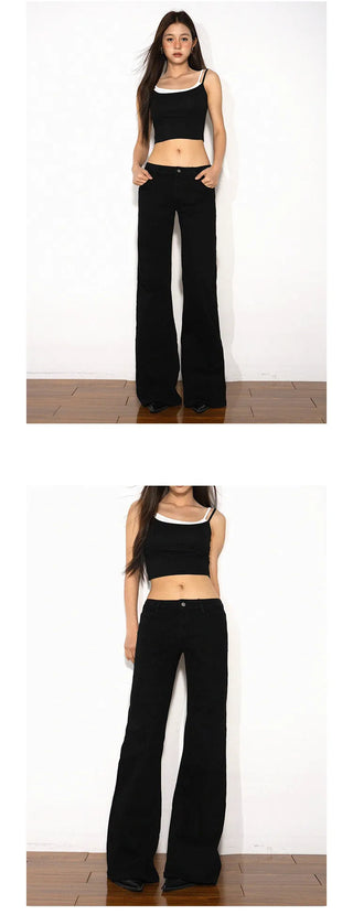 black bell-bottom jeans