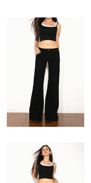 black bell-bottom jeans
