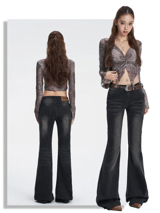 black bell-bottom jeans