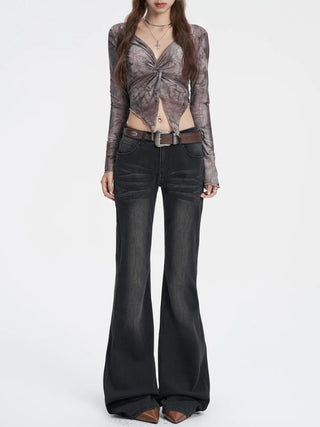 black bell-bottom jeans