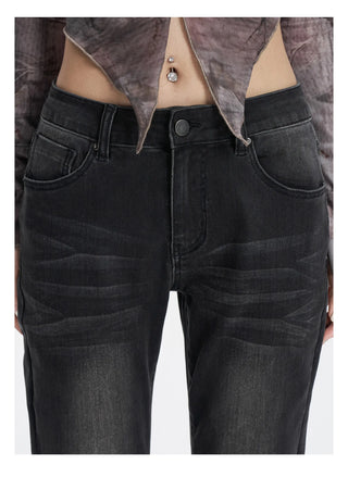 black bell-bottom jeans