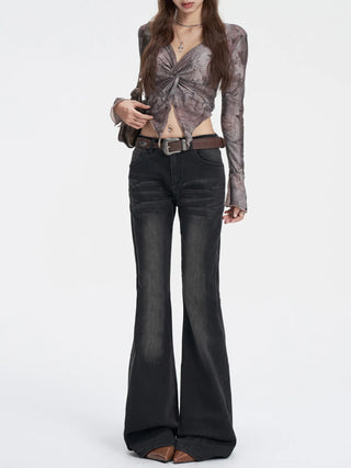 black bell-bottom jeans