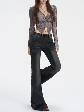 black bell-bottom jeans