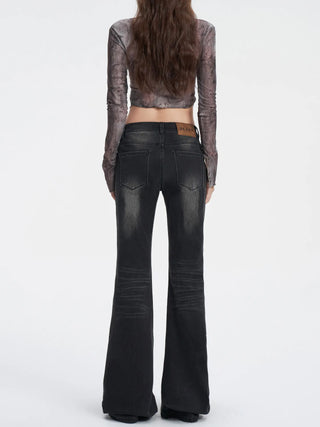 black bell-bottom jeans