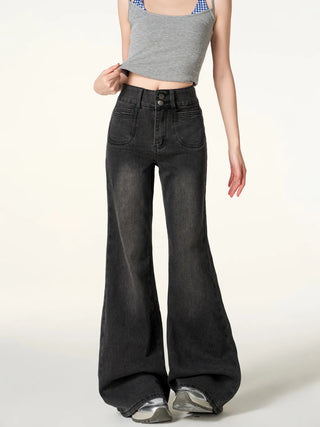 black flare jeans