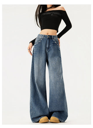 washed flare jeans