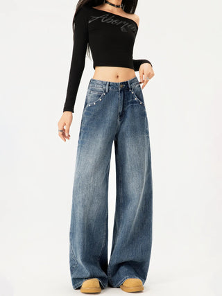washed flare jeans