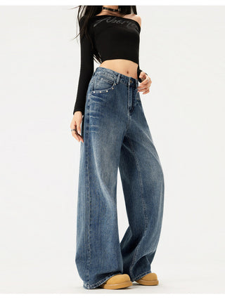 washed flare jeans
