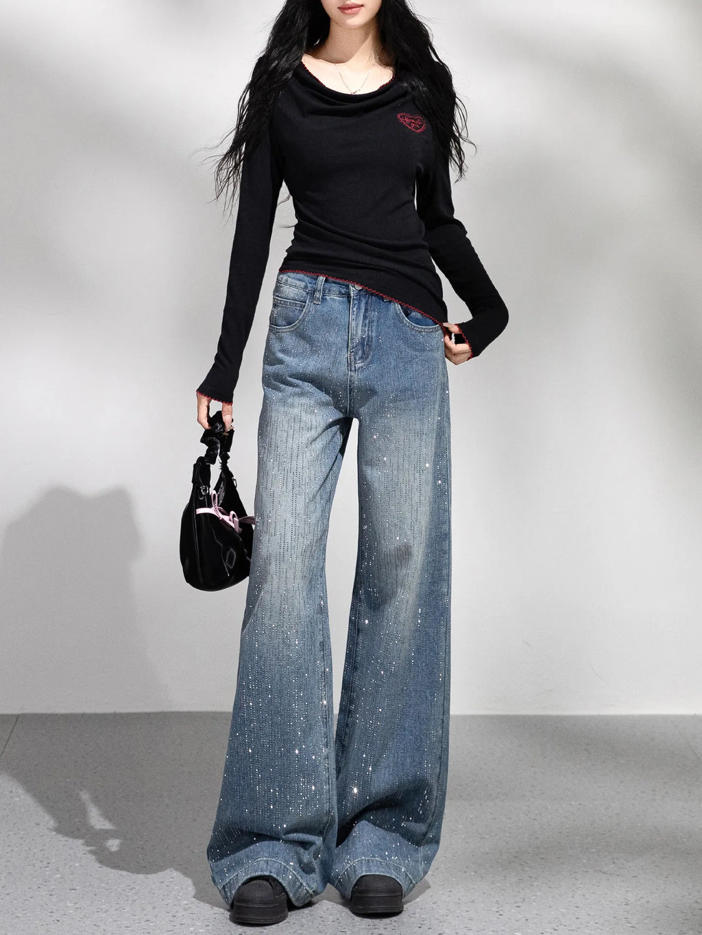 Galaxy Glow Rhinestone Boot Cut Jean main image 1