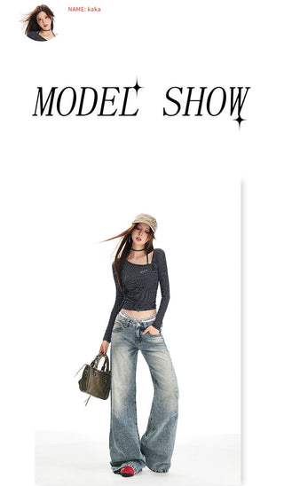 washed mop jeans
