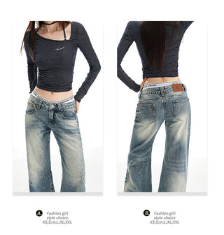 washed mop jeans