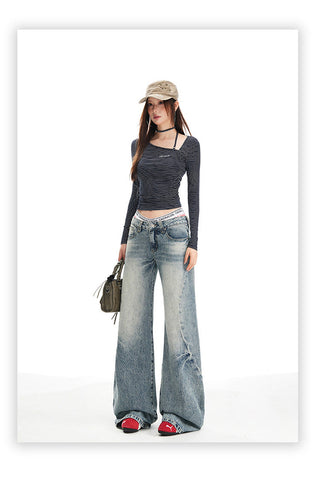 washed mop jeans
