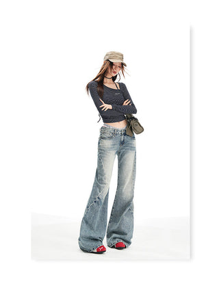 washed mop jeans