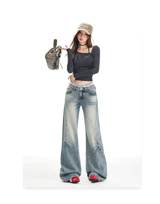 washed mop jeans